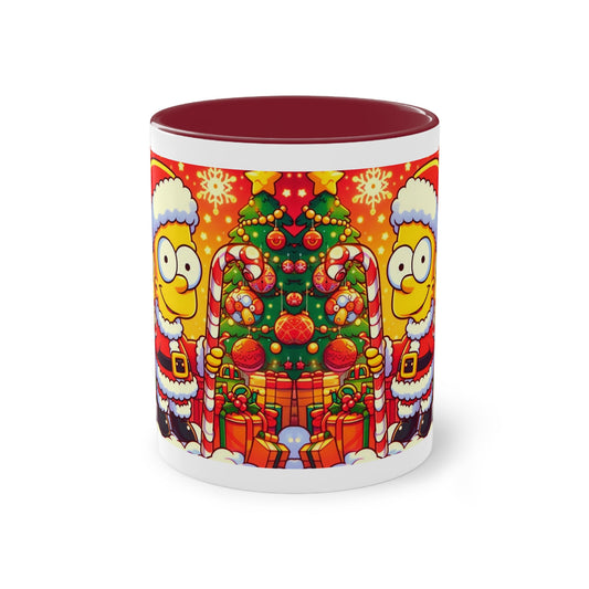 Christmas Bart Simpson Santa Coffee Mug – Festive Two-Tone 11oz Printify