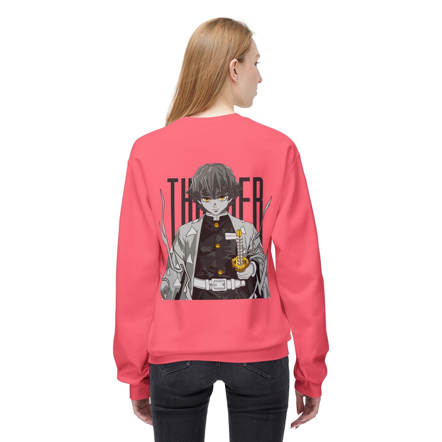 Anime Demon Slayer-Inspired Crewneck Sweatshirt — 'Thunder' Character Graphic Printify