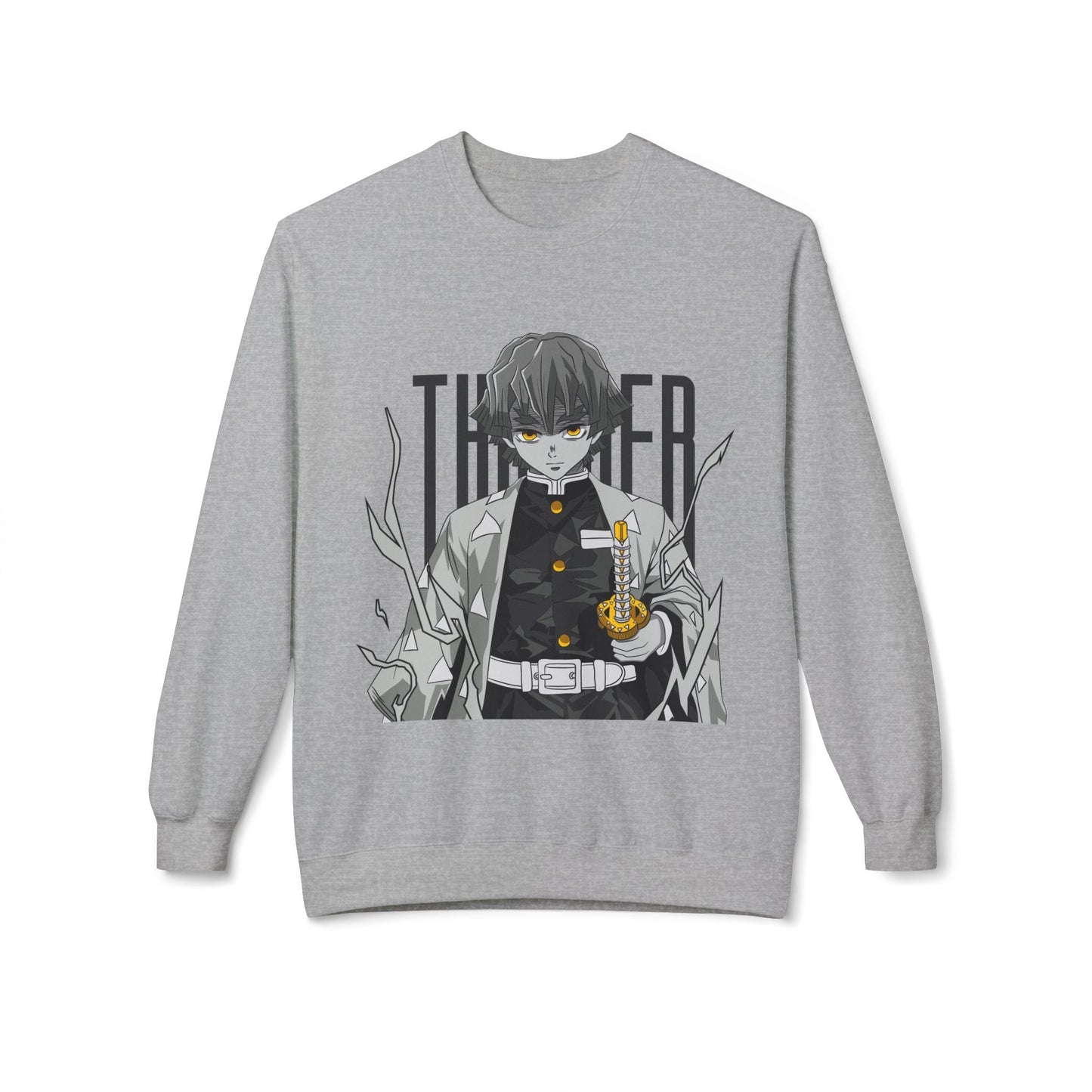 Anime Demon Slayer-Inspired Crewneck Sweatshirt — 'Thunder' Character Graphic Printify