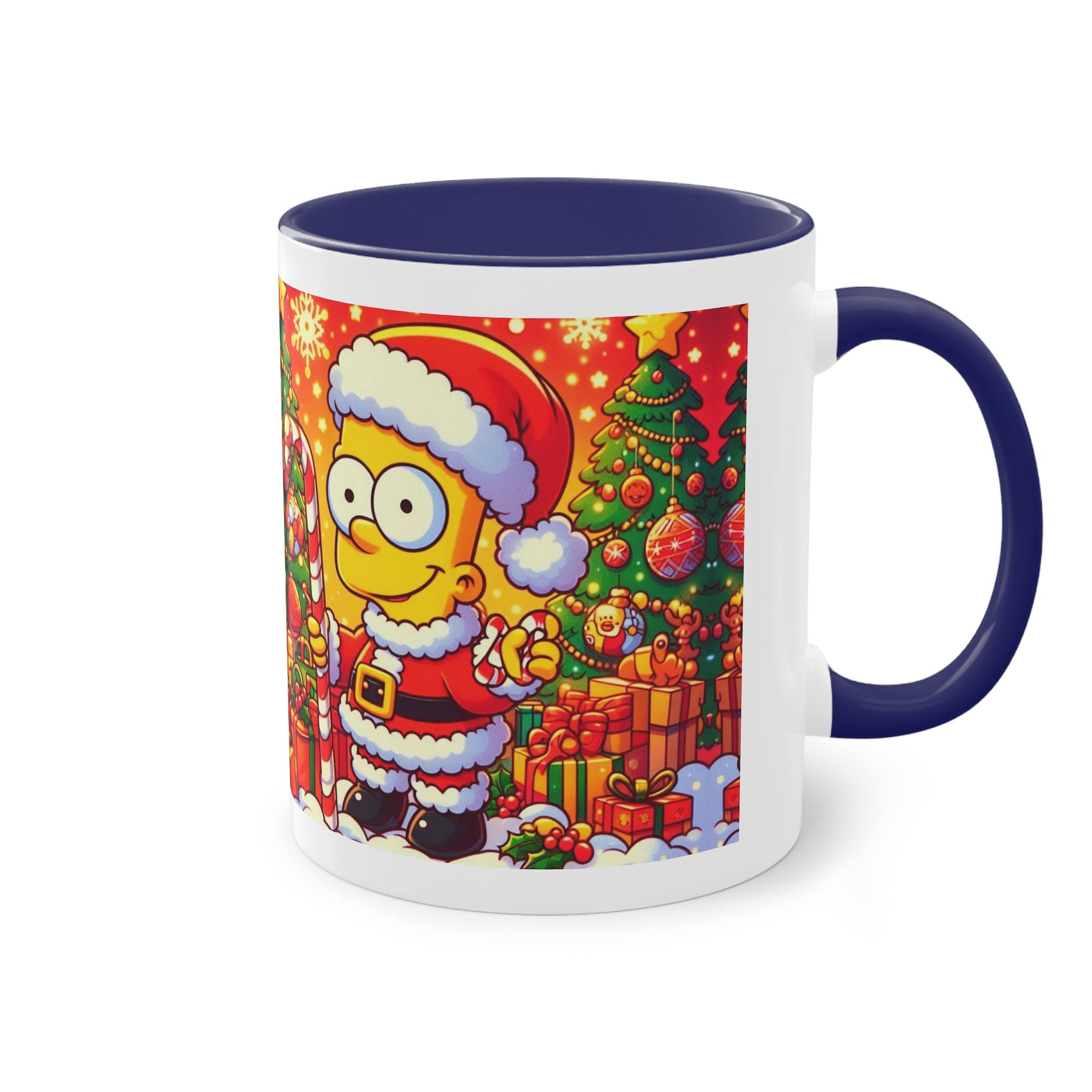 Christmas Bart Simpson Santa Coffee Mug – Festive Two-Tone 11oz Printify