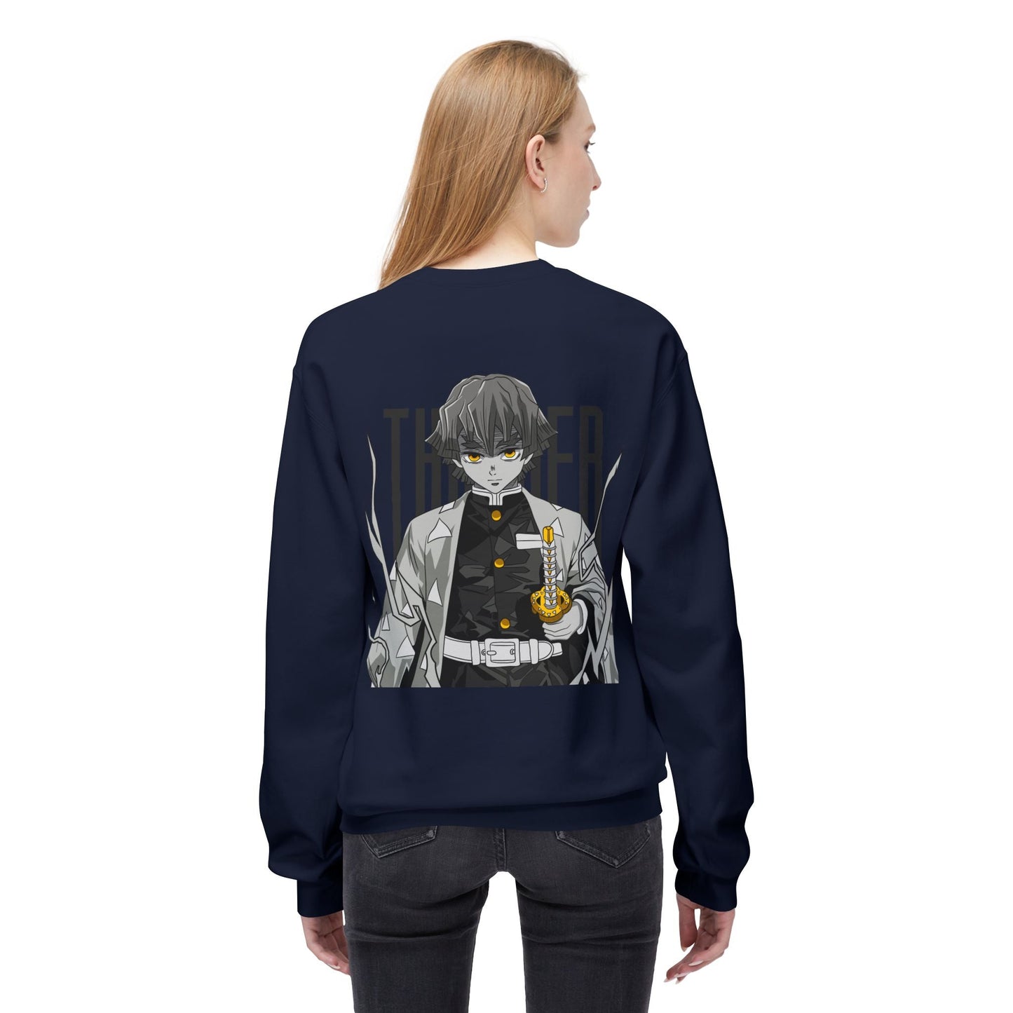 Anime Demon Slayer-Inspired Crewneck Sweatshirt — 'Thunder' Character Graphic Printify