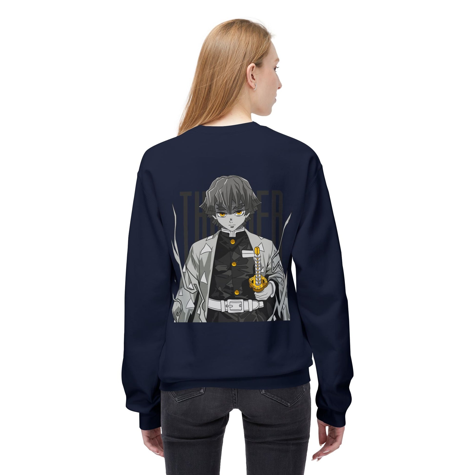 Anime Demon Slayer-Inspired Crewneck Sweatshirt — 'Thunder' Character Graphic Printify