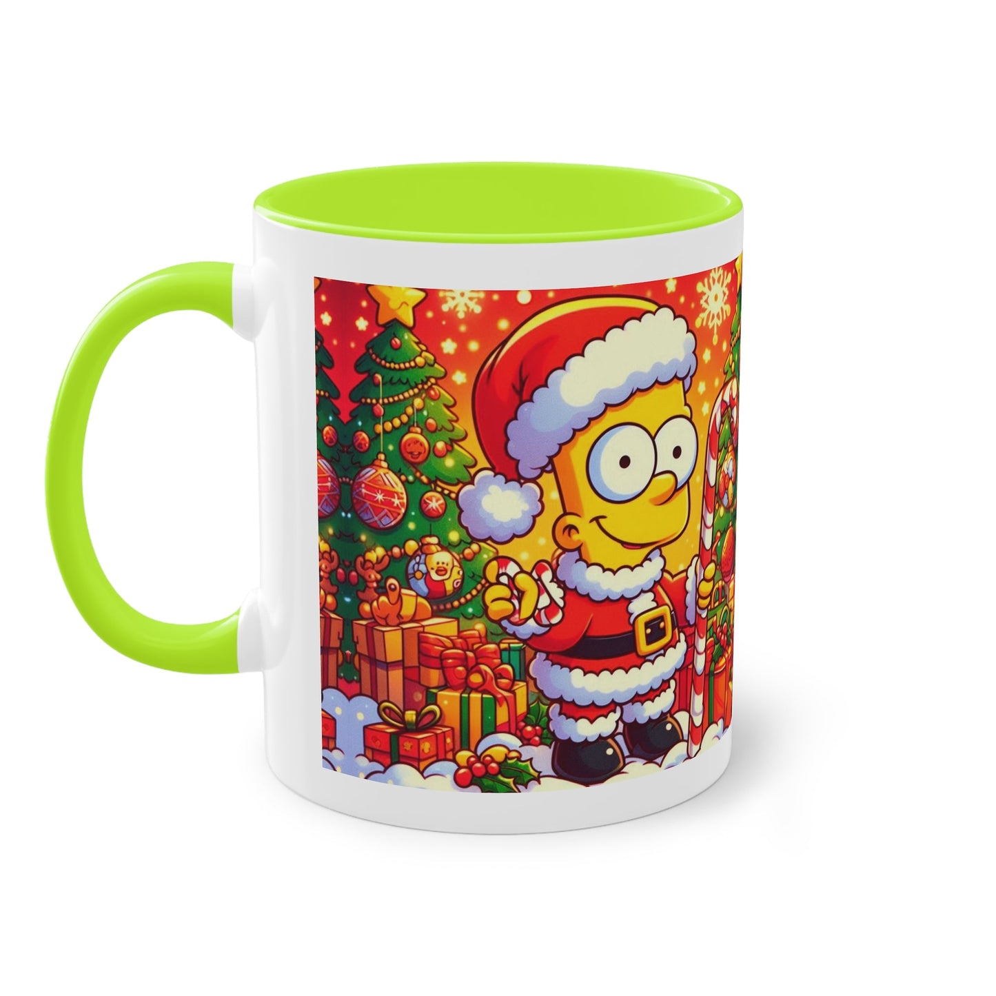 Christmas Bart Simpson Santa Coffee Mug – Festive Two-Tone 11oz Printify