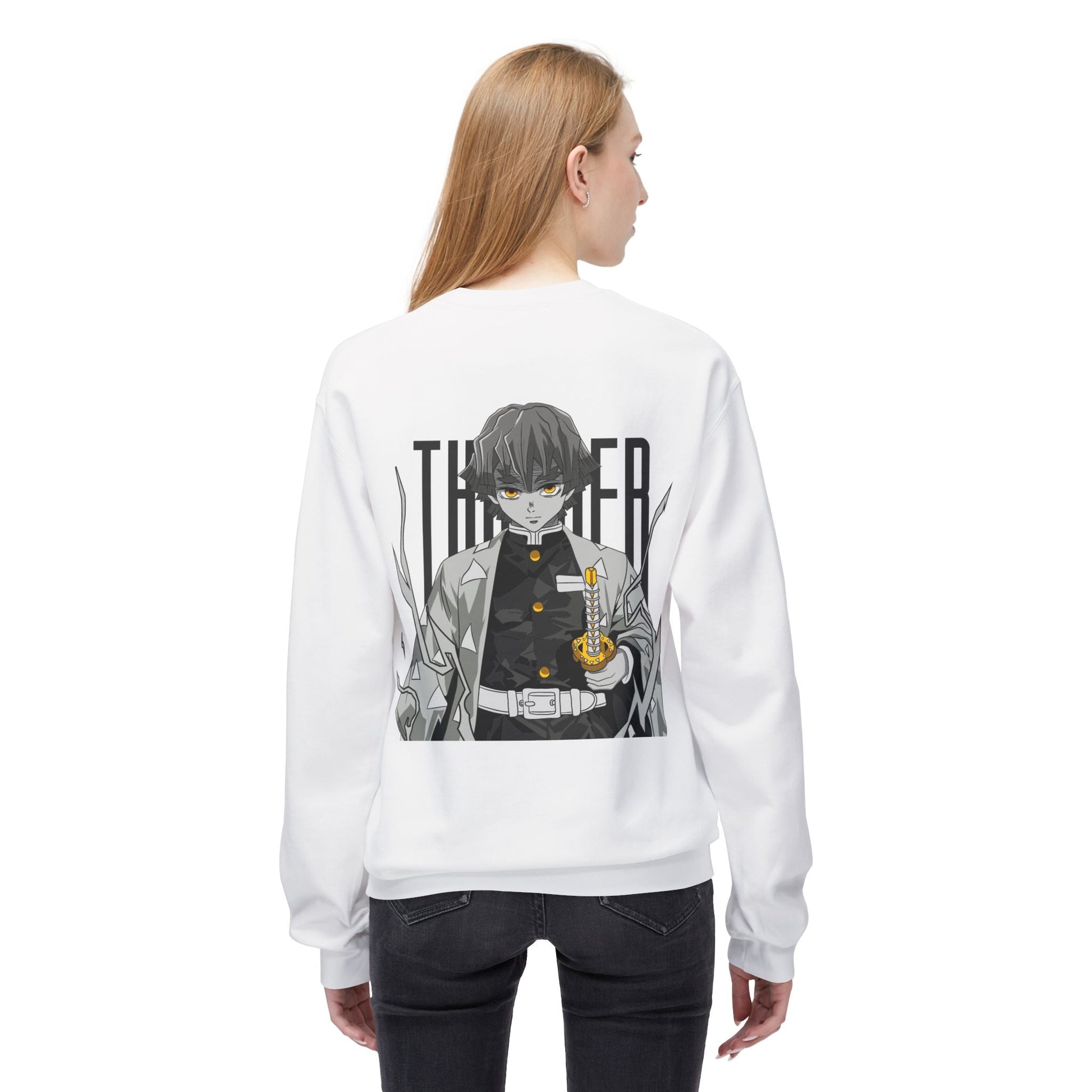 Anime Demon Slayer-Inspired Crewneck Sweatshirt — 'Thunder' Character Graphic Printify