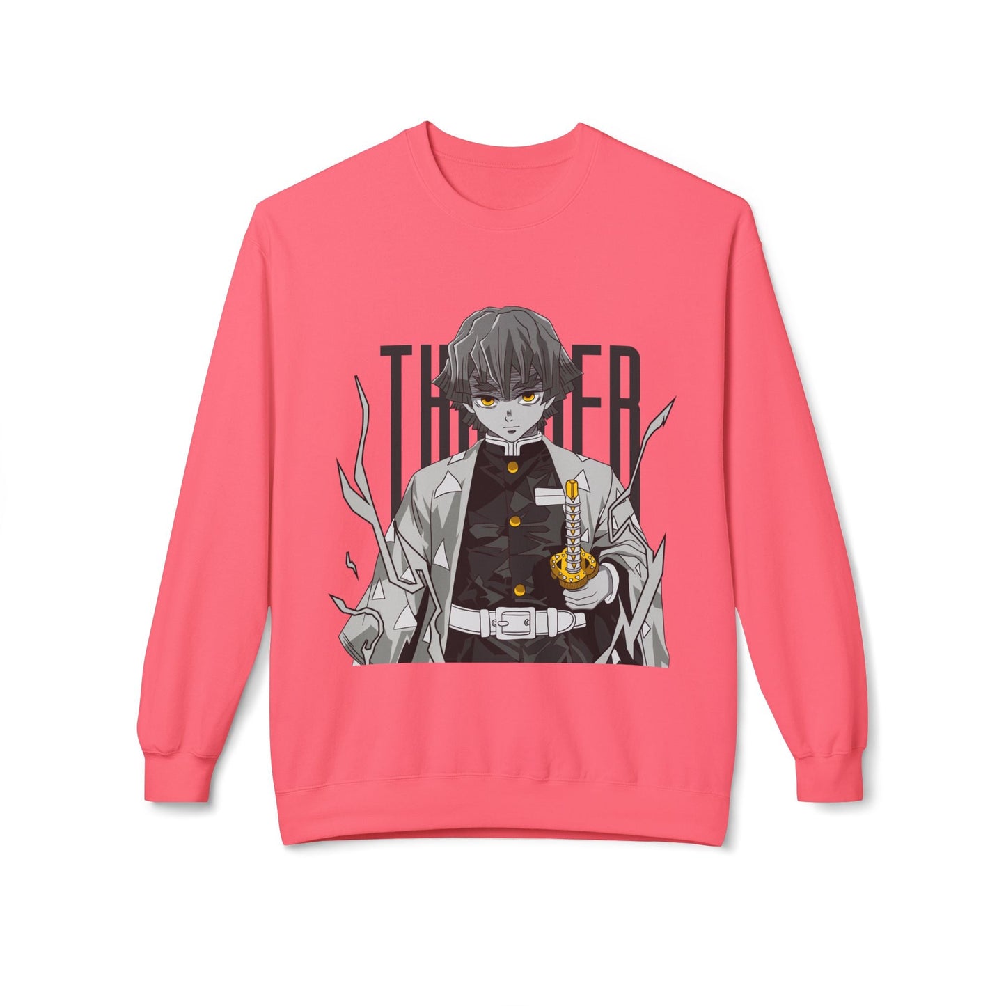Anime Demon Slayer-Inspired Crewneck Sweatshirt — 'Thunder' Character Graphic Printify