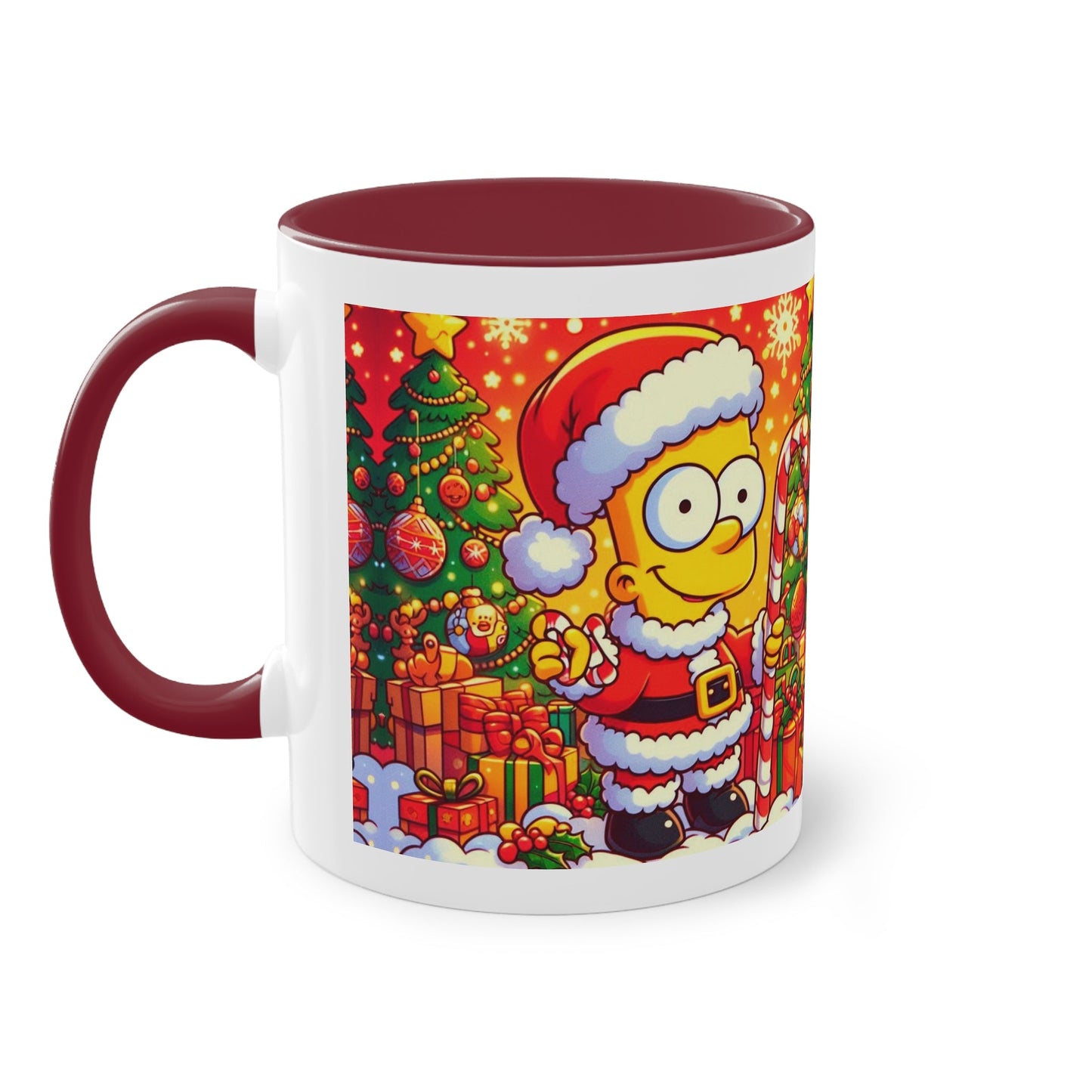 Christmas Bart Simpson Santa Coffee Mug – Festive Two-Tone 11oz Printify