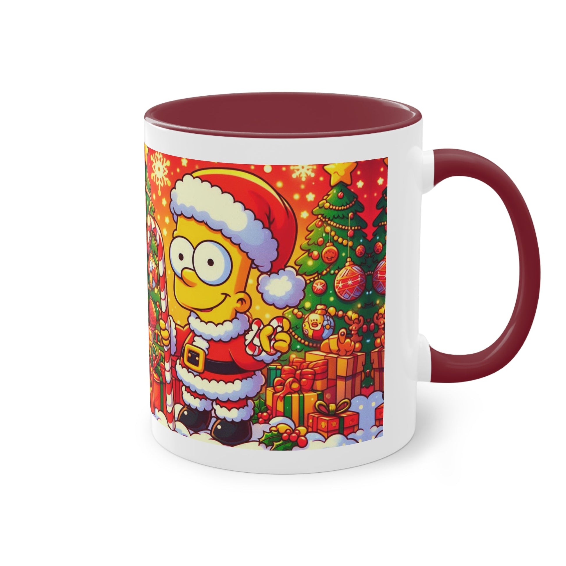 Christmas Bart Simpson Santa Coffee Mug – Festive Two-Tone 11oz Printify