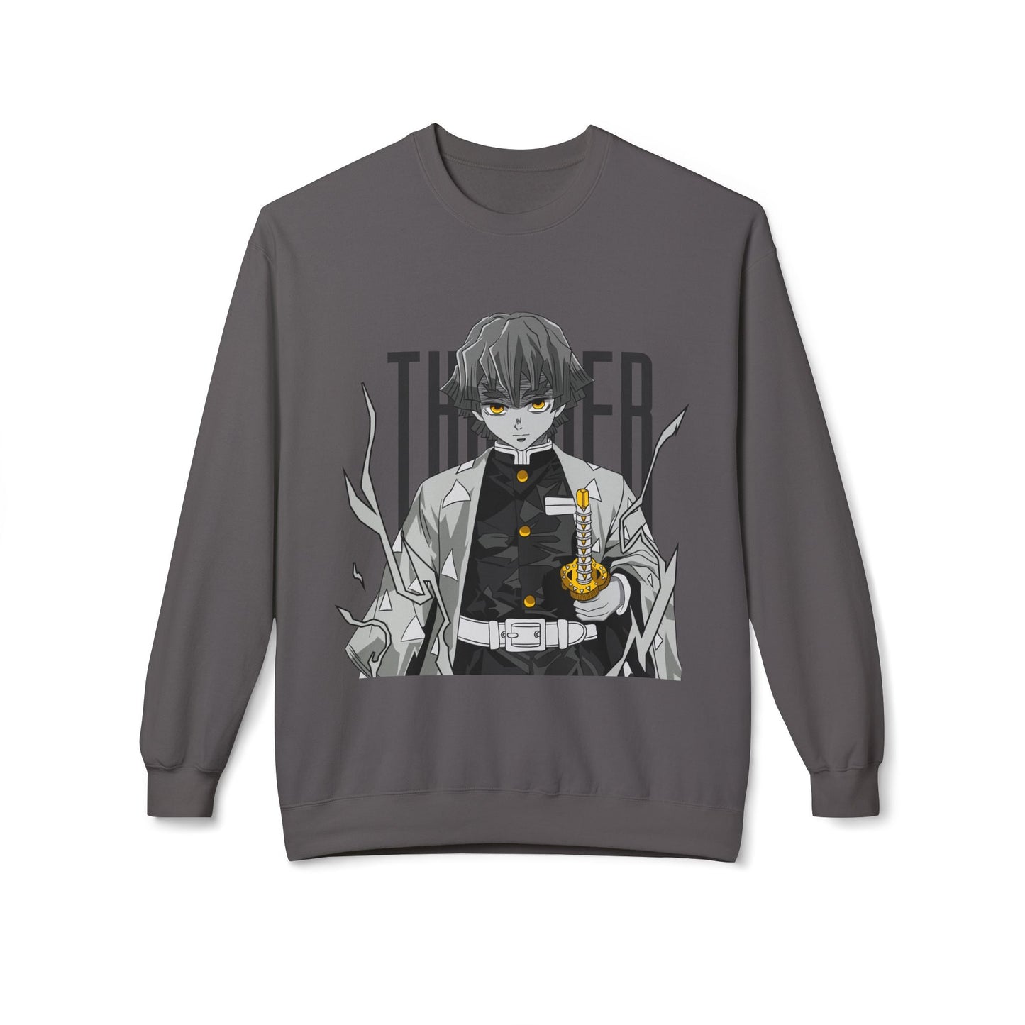 Anime Demon Slayer-Inspired Crewneck Sweatshirt — 'Thunder' Character Graphic Printify
