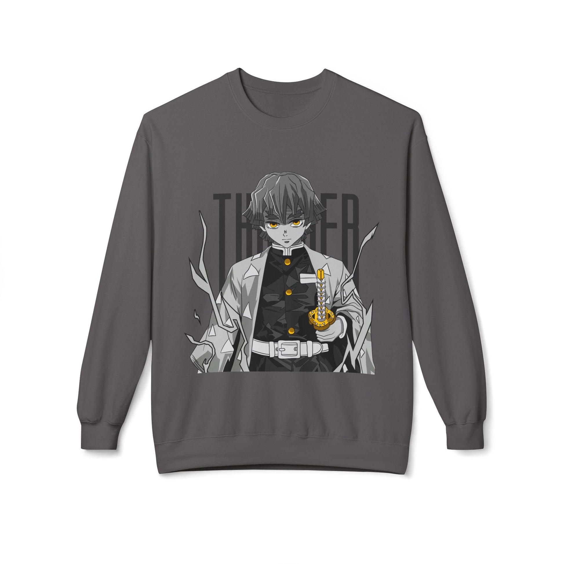 Anime Demon Slayer-Inspired Crewneck Sweatshirt — 'Thunder' Character Graphic Printify