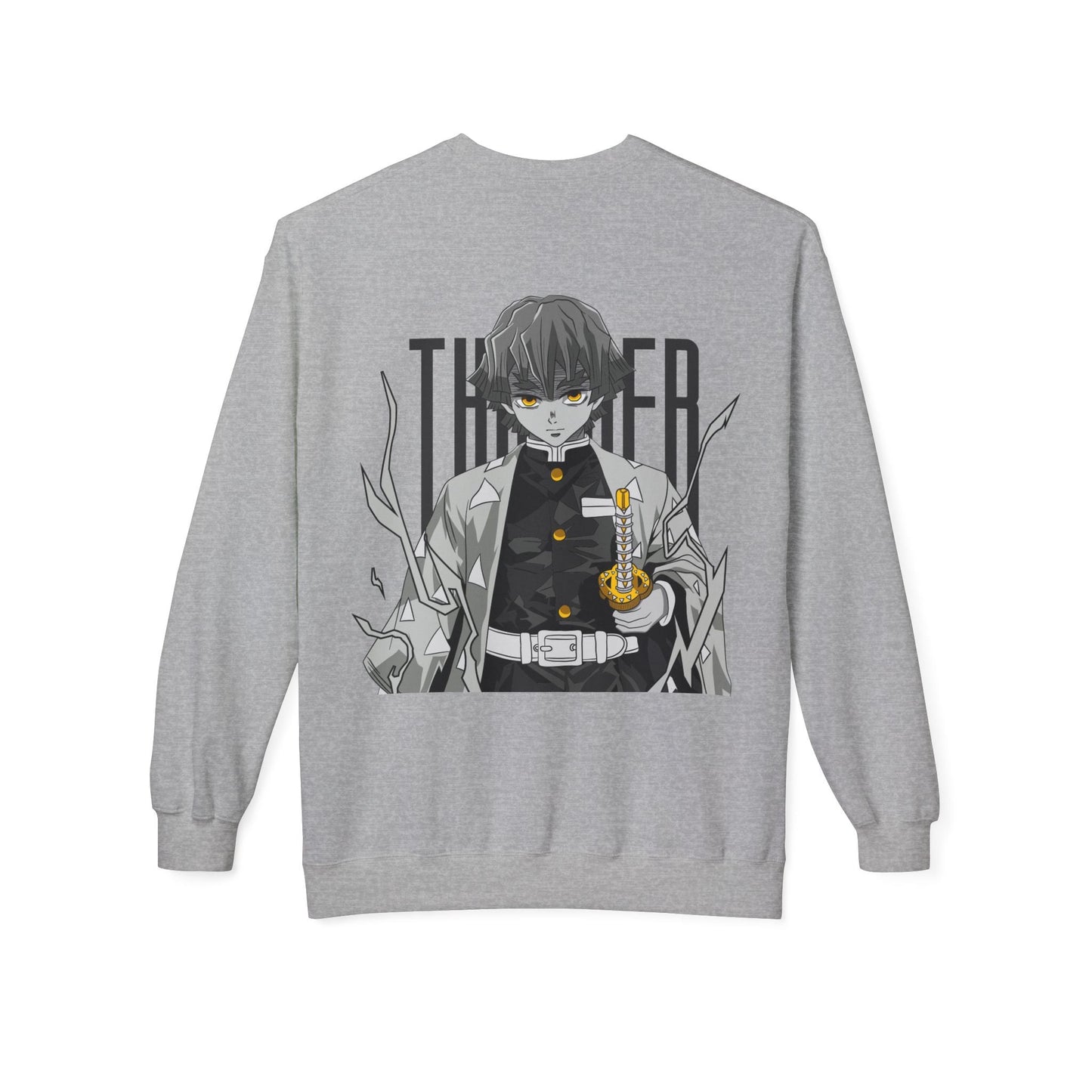 Anime Demon Slayer-Inspired Crewneck Sweatshirt — 'Thunder' Character Graphic Printify