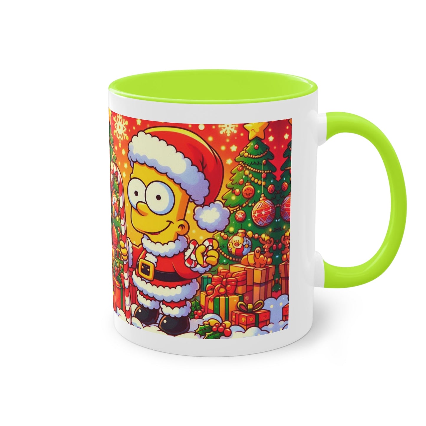 Christmas Bart Simpson Santa Coffee Mug – Festive Two-Tone 11oz Printify