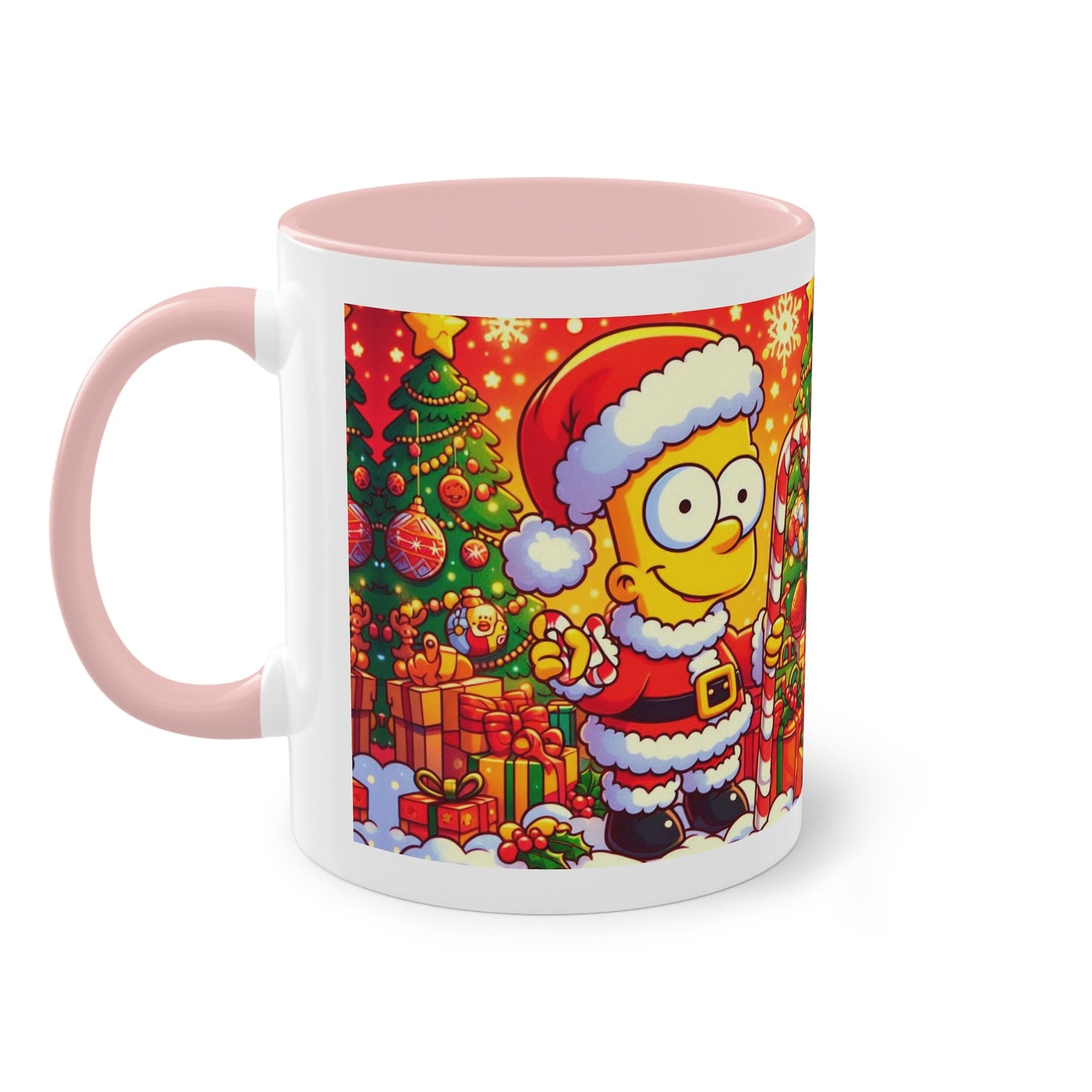 Christmas Bart Simpson Santa Coffee Mug – Festive Two-Tone 11oz Printify