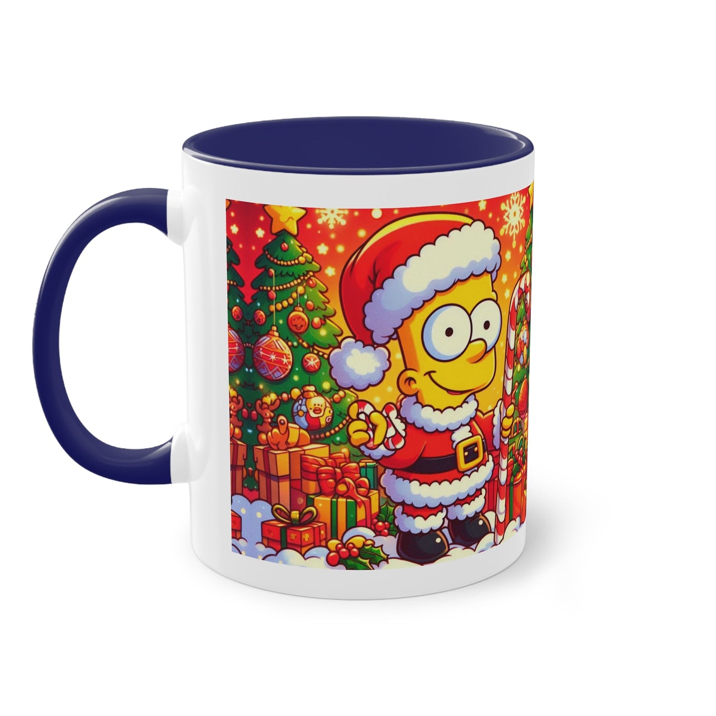 Christmas Bart Simpson Santa Coffee Mug – Festive Two-Tone 11oz Printify