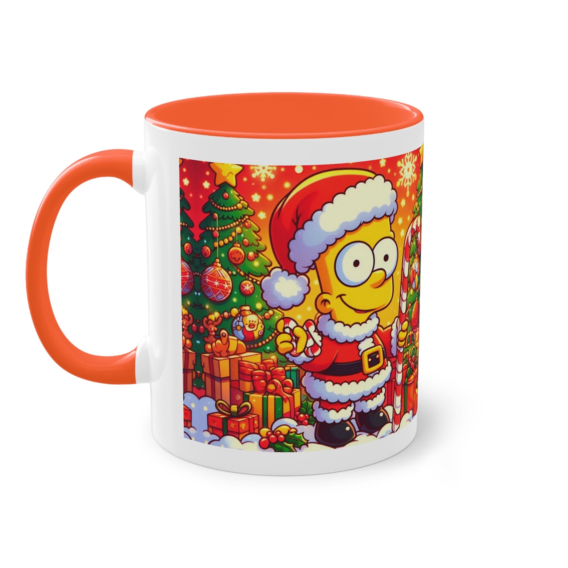 Christmas Bart Simpson Santa Coffee Mug – Festive Two-Tone 11oz Printify
