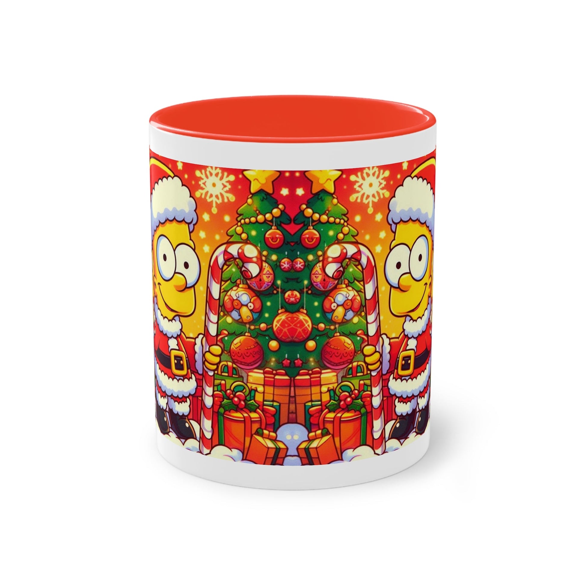Christmas Bart Simpson Santa Coffee Mug – Festive Two-Tone 11oz Printify