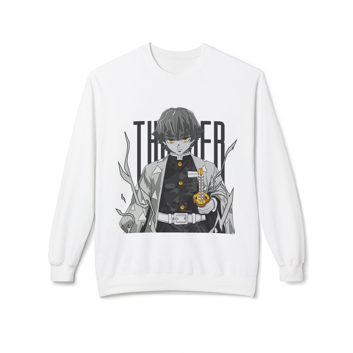 Anime Demon Slayer-Inspired Crewneck Sweatshirt — 'Thunder' Character Graphic Printify