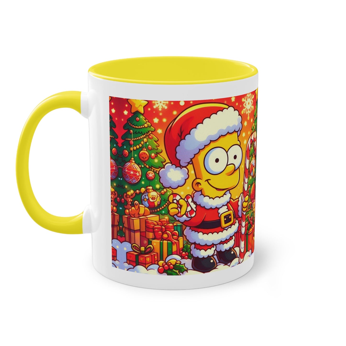 Christmas Bart Simpson Santa Coffee Mug – Festive Two-Tone 11oz Printify