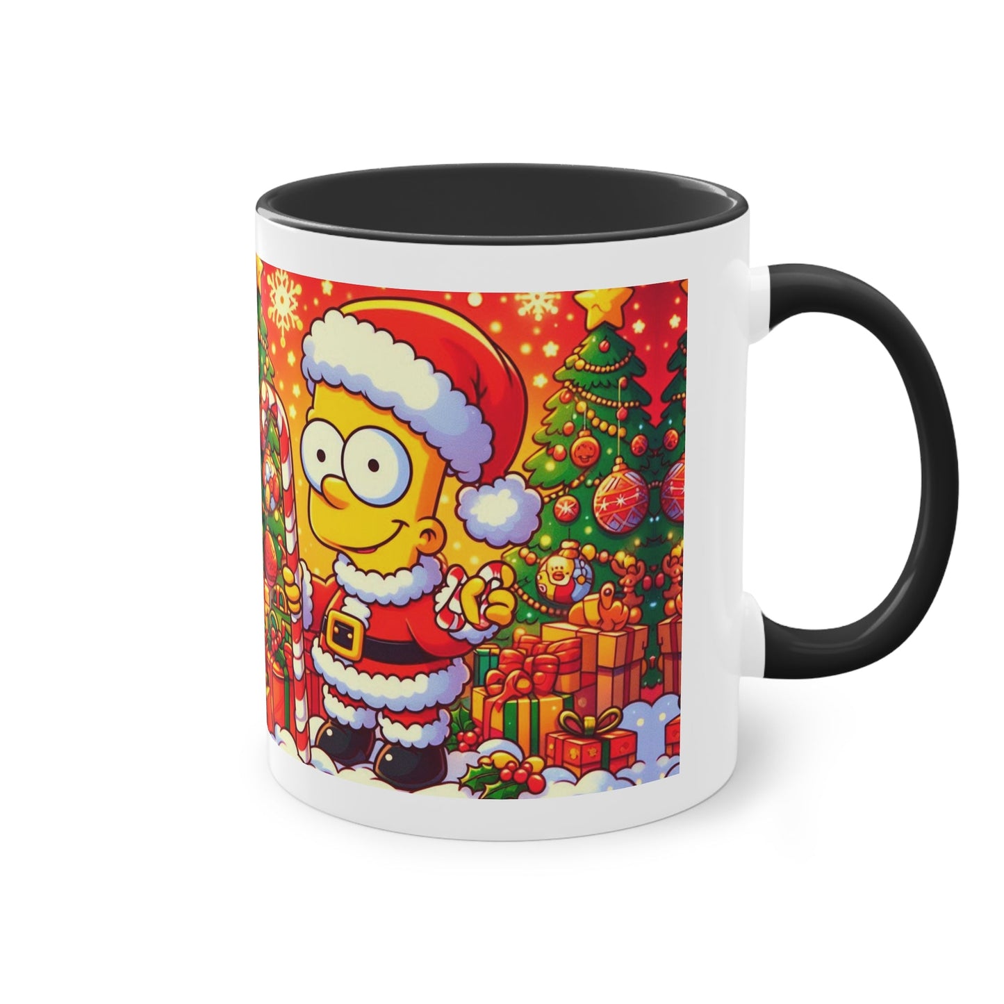Christmas Bart Simpson Santa Coffee Mug – Festive Two-Tone 11oz Printify