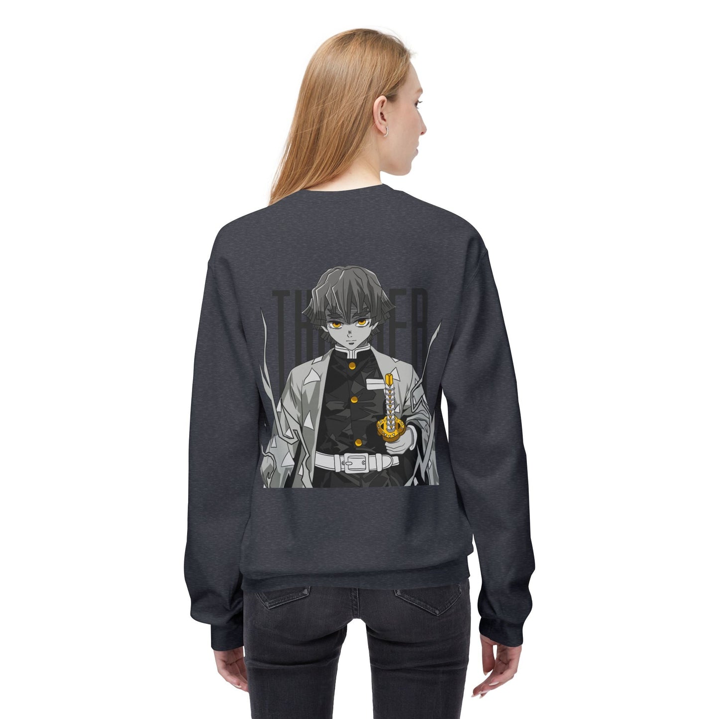 Anime Demon Slayer-Inspired Crewneck Sweatshirt — 'Thunder' Character Graphic Printify