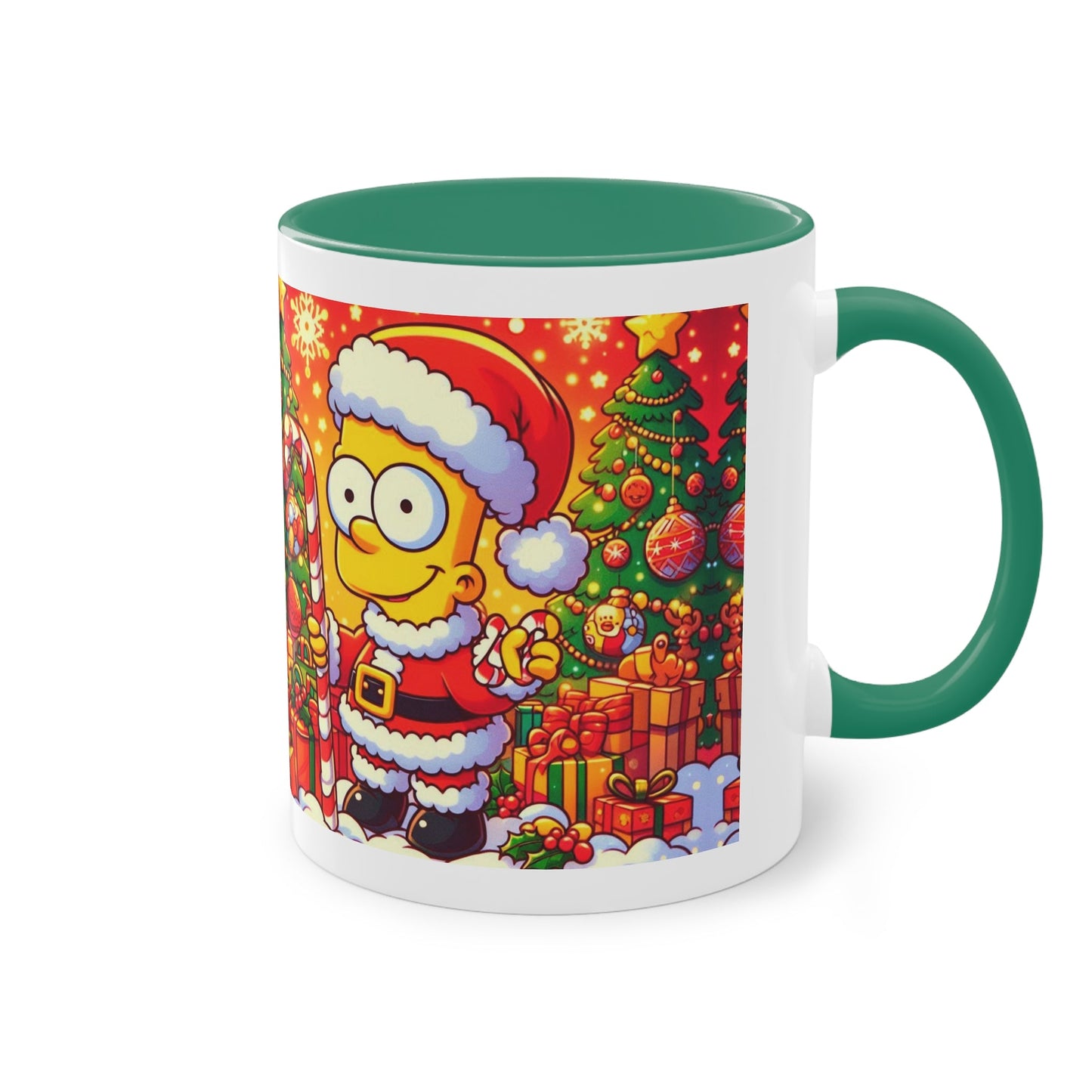 Christmas Bart Simpson Santa Coffee Mug – Festive Two-Tone 11oz Printify