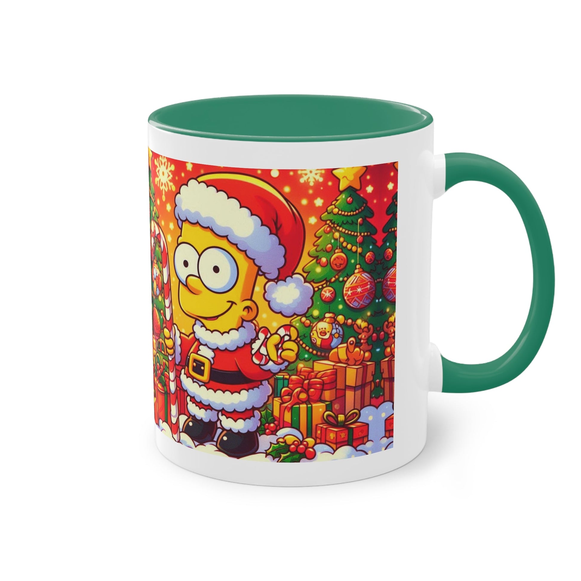 Christmas Bart Simpson Santa Coffee Mug – Festive Two-Tone 11oz Printify