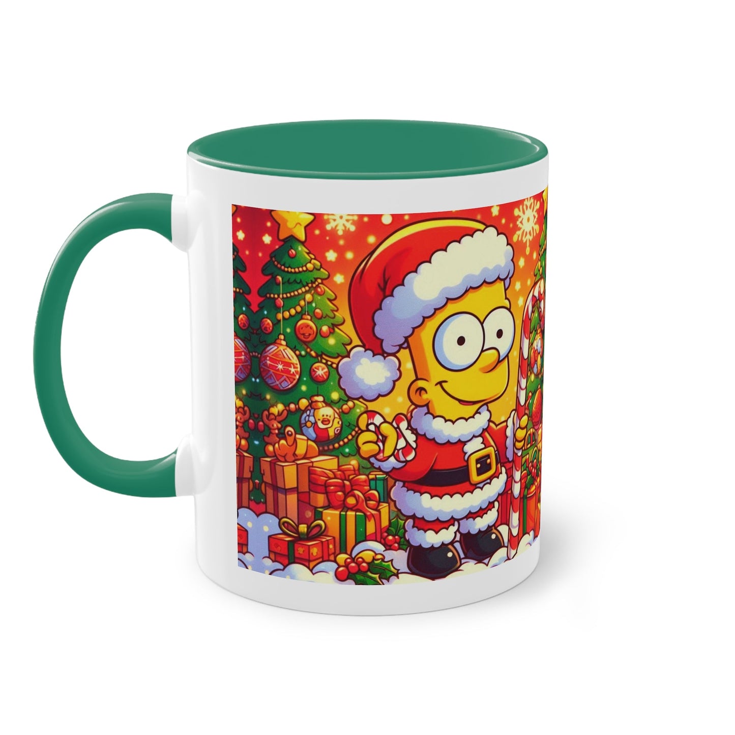 Christmas Bart Simpson Santa Coffee Mug – Festive Two-Tone 11oz Printify