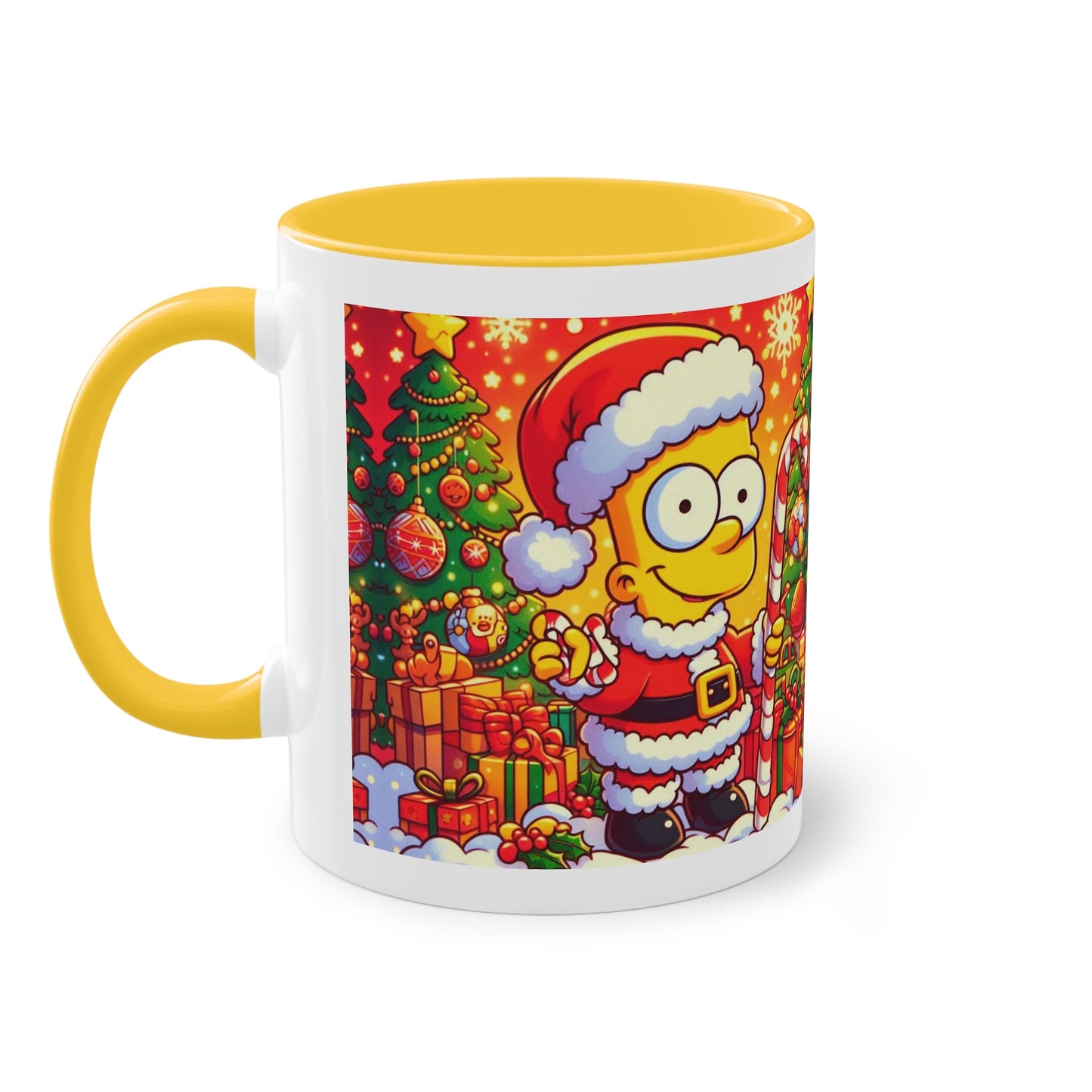 Christmas Bart Simpson Santa Coffee Mug – Festive Two-Tone 11oz Printify