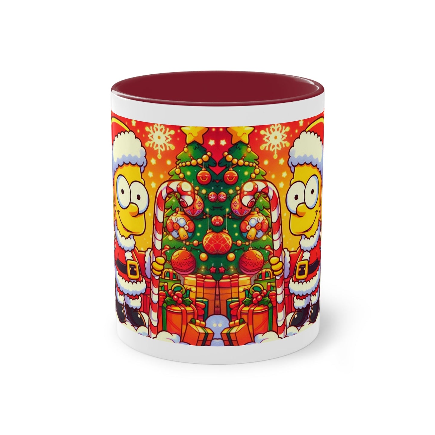 Christmas Bart Simpson Santa Coffee Mug – Festive Two-Tone 11oz Printify