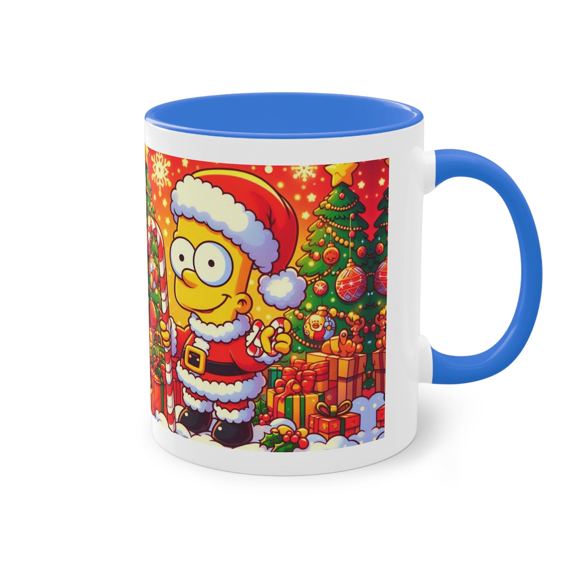 Christmas Bart Simpson Santa Coffee Mug – Festive Two-Tone 11oz Printify