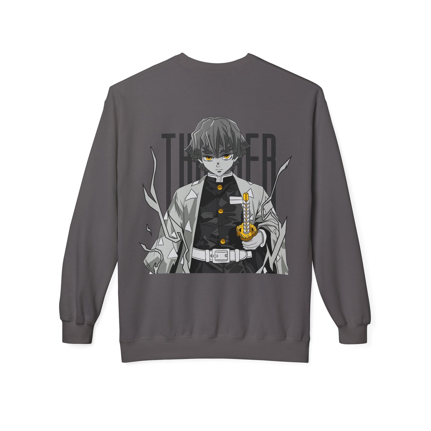 Anime Demon Slayer-Inspired Crewneck Sweatshirt — 'Thunder' Character Graphic Printify