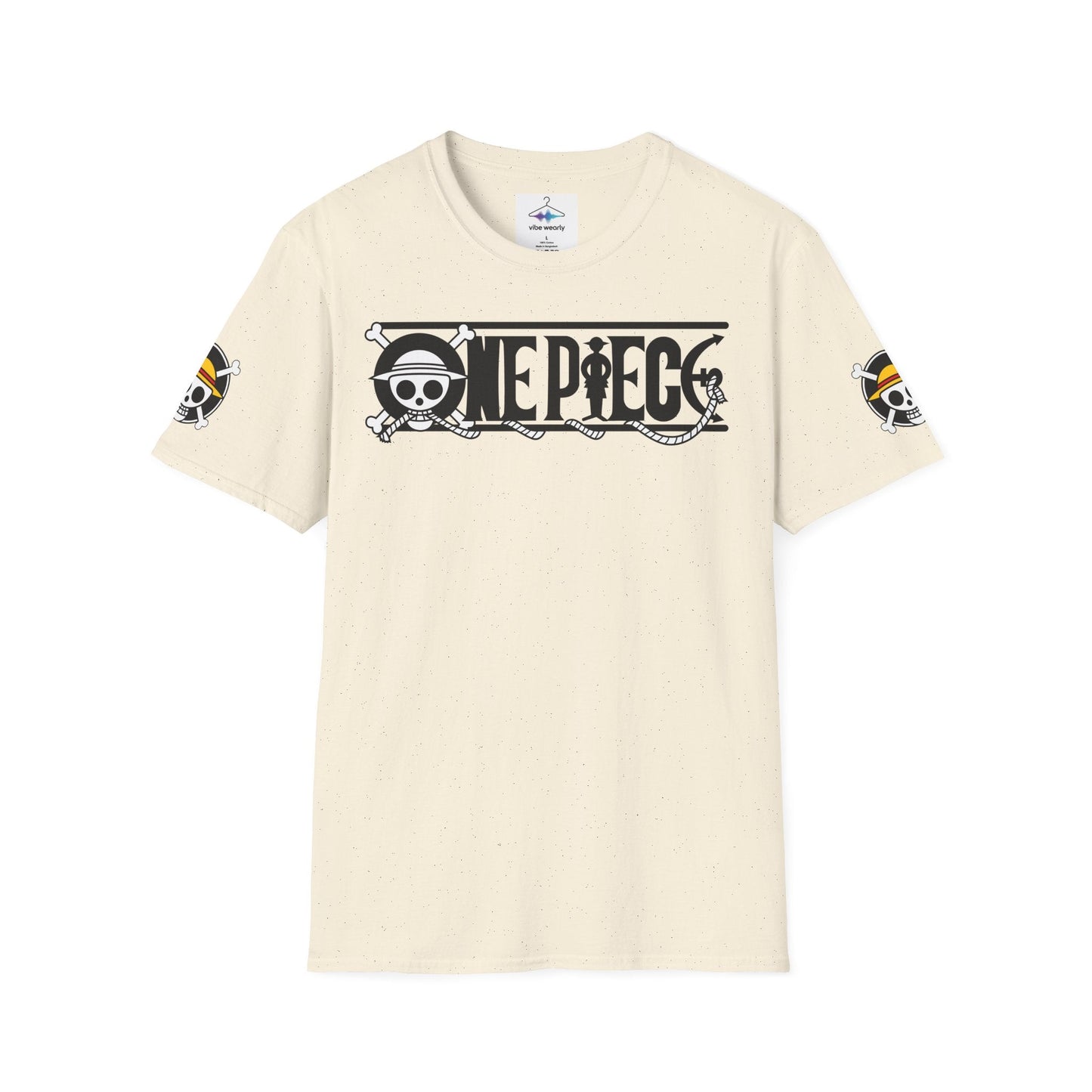 One Piece Crew Graphic T-Shirt — Anime Pirate Tee with Straw Hat Logo, featuring a bold logo on a soft organic cotton tee.