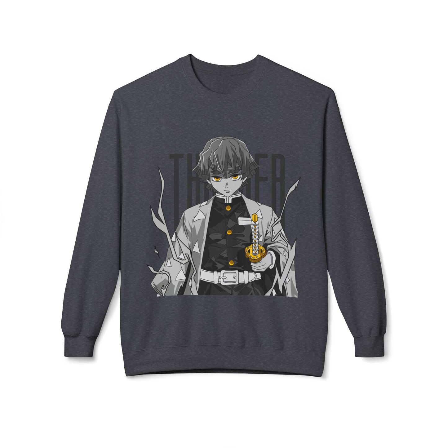 Anime Demon Slayer-Inspired Crewneck Sweatshirt — 'Thunder' Character Graphic Printify