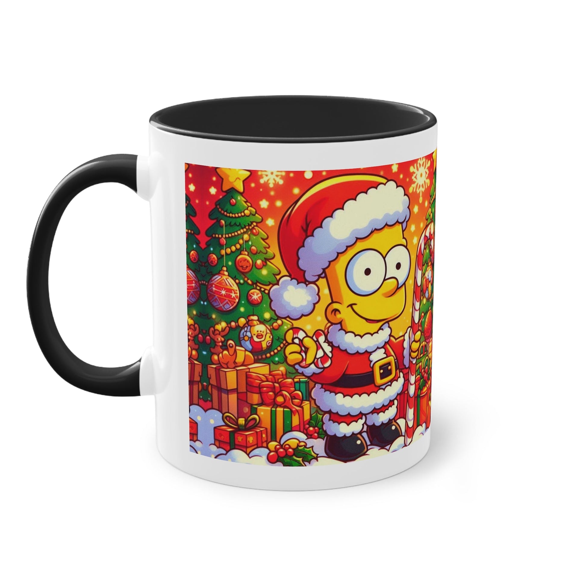 Christmas Bart Simpson Santa Coffee Mug – Festive Two-Tone 11oz Printify