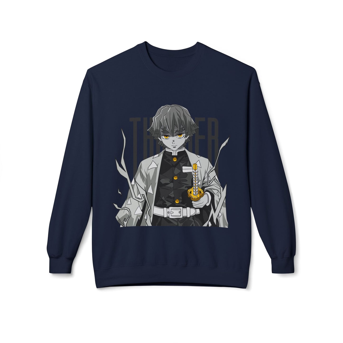 Anime Demon Slayer-Inspired Crewneck Sweatshirt — 'Thunder' Character Graphic Printify