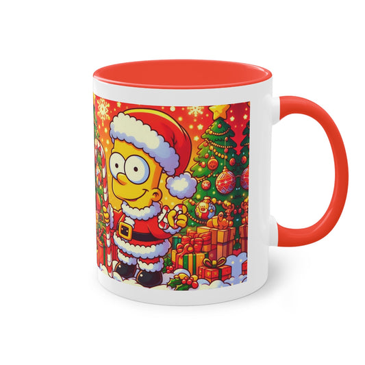 Christmas Bart Simpson Santa Coffee Mug – Festive Two-Tone 11oz Printify