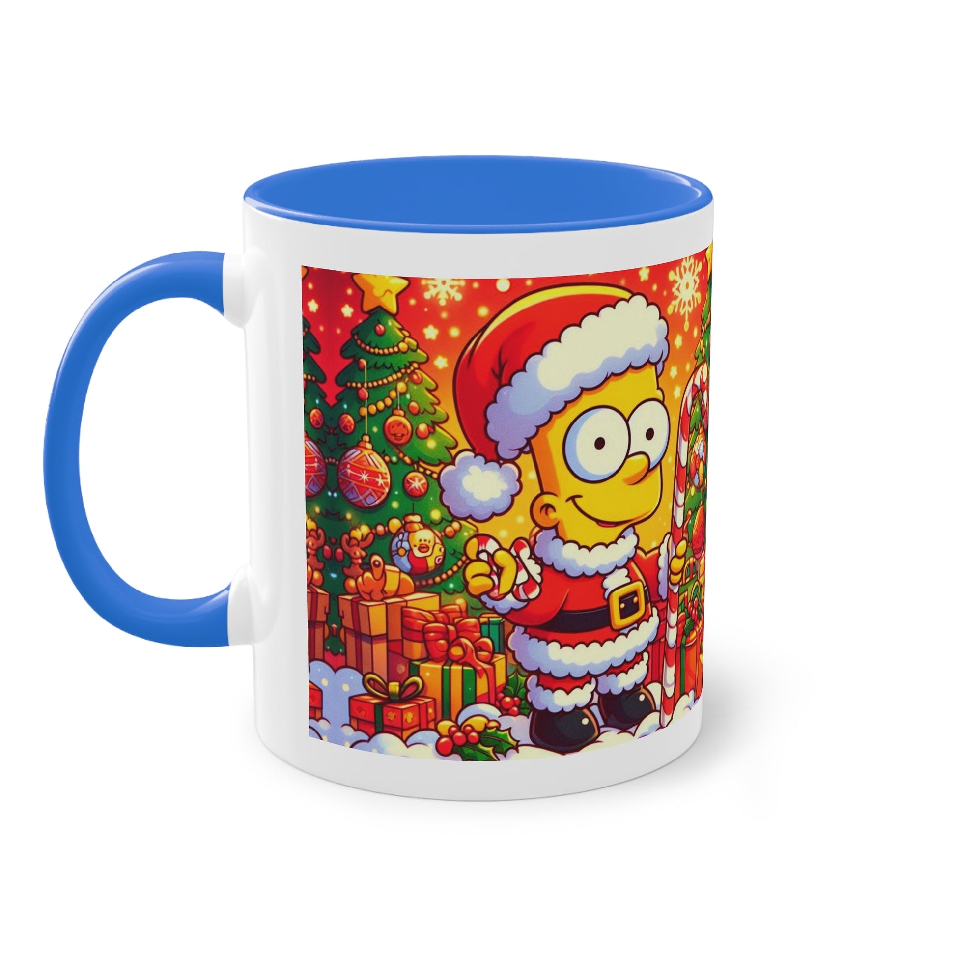Christmas Bart Simpson Santa Coffee Mug – Festive Two-Tone 11oz Printify