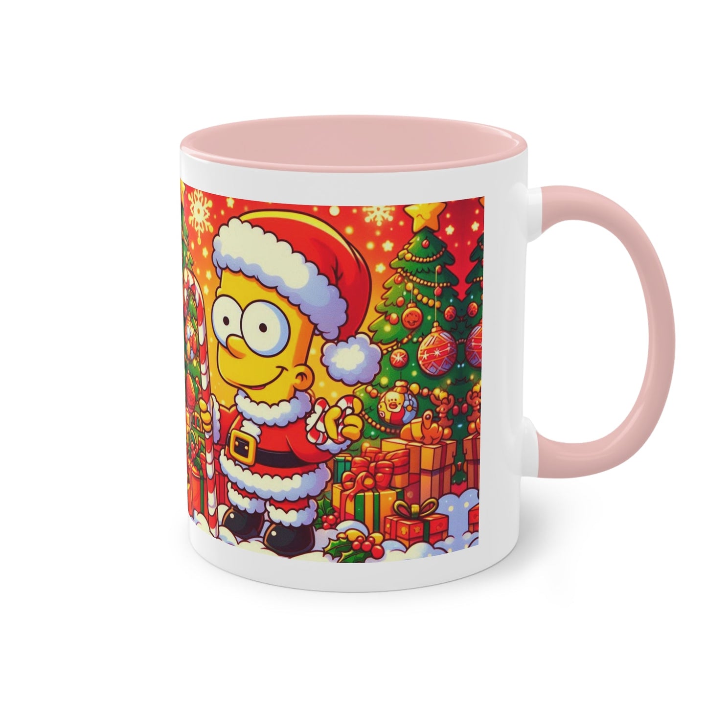 Christmas Bart Simpson Santa Coffee Mug – Festive Two-Tone 11oz Printify