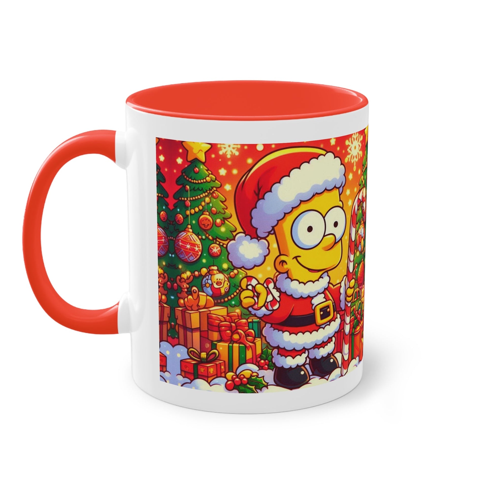 Christmas Bart Simpson Santa Coffee Mug – Festive Two-Tone 11oz Printify