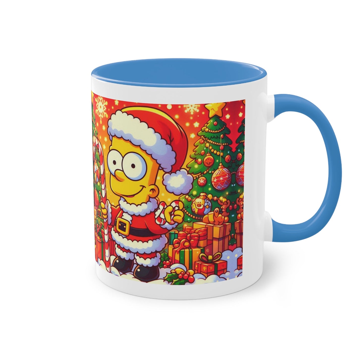 Christmas Bart Simpson Santa Coffee Mug – Festive Two-Tone 11oz Printify