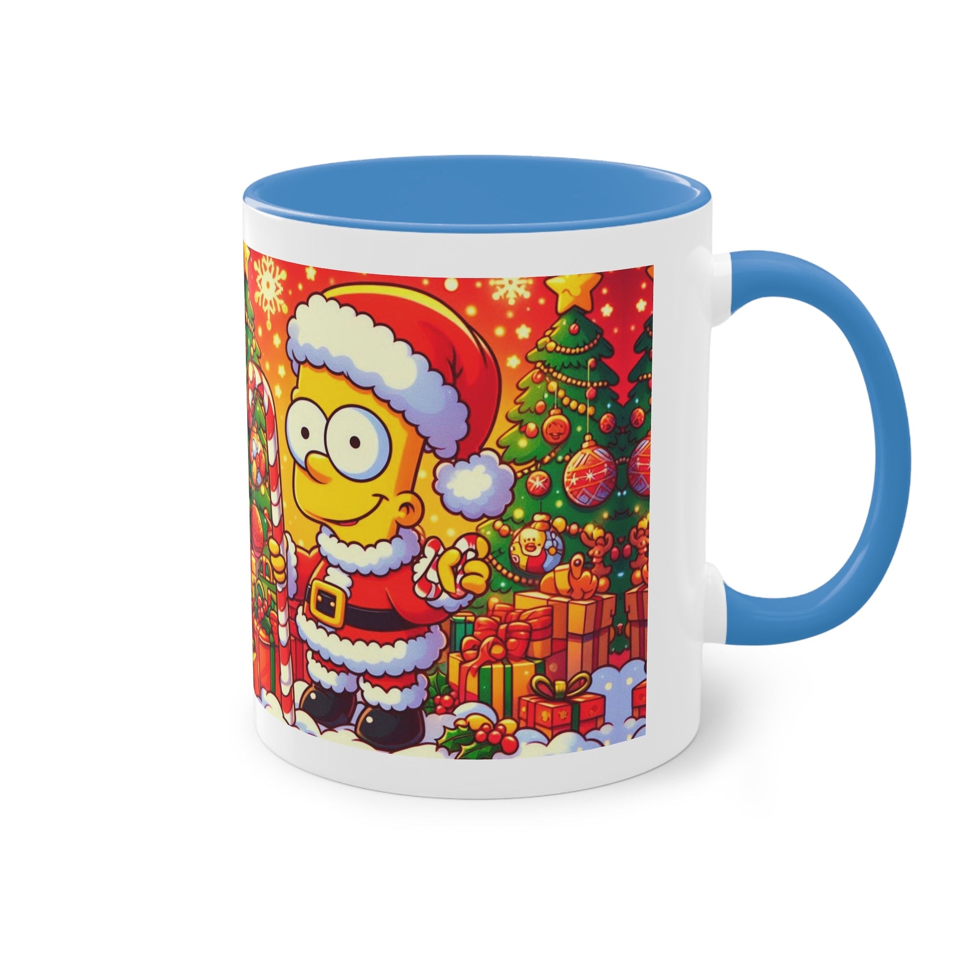 Christmas Bart Simpson Santa Coffee Mug – Festive Two-Tone 11oz Printify