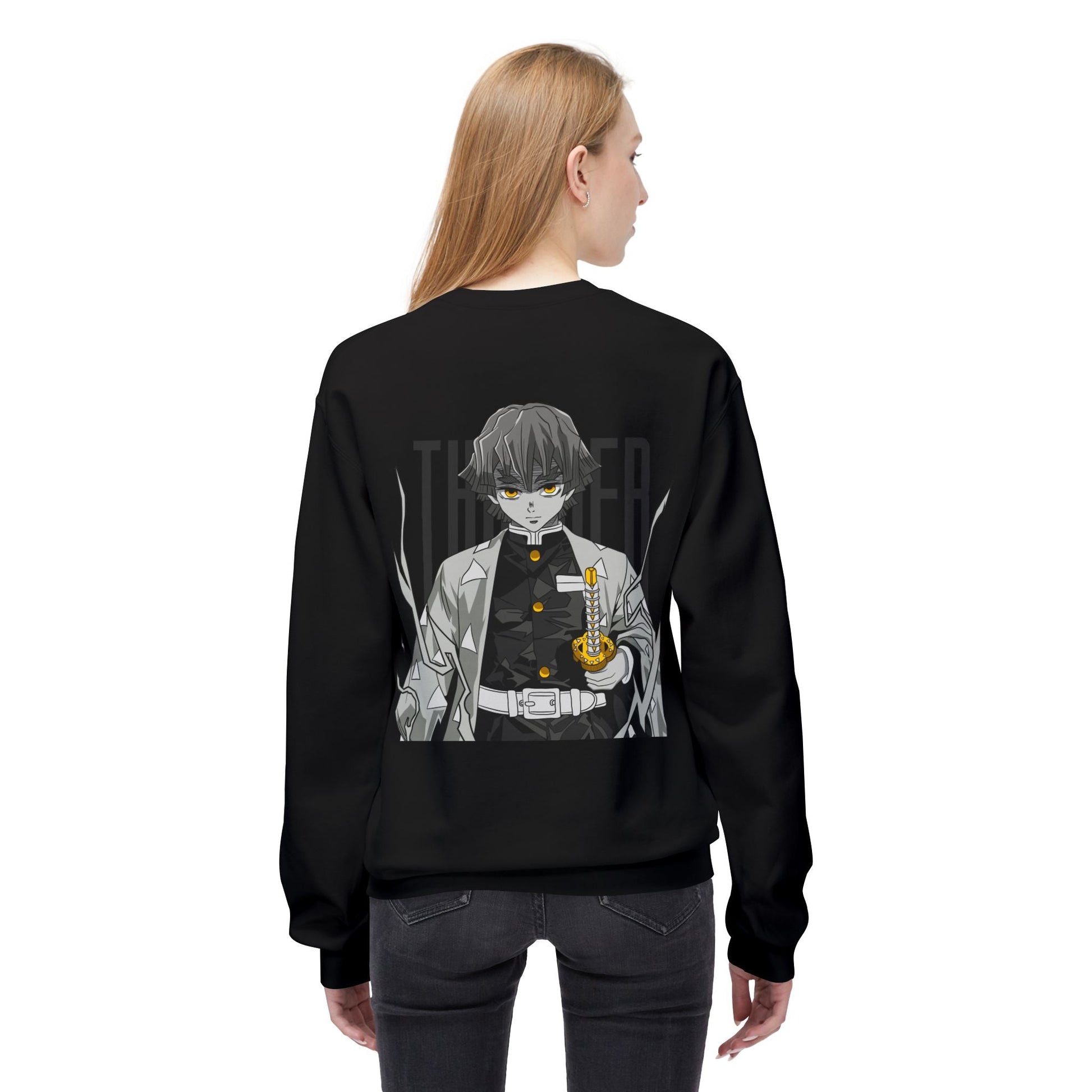 Anime Demon Slayer-Inspired Crewneck Sweatshirt — 'Thunder' Character Graphic Printify