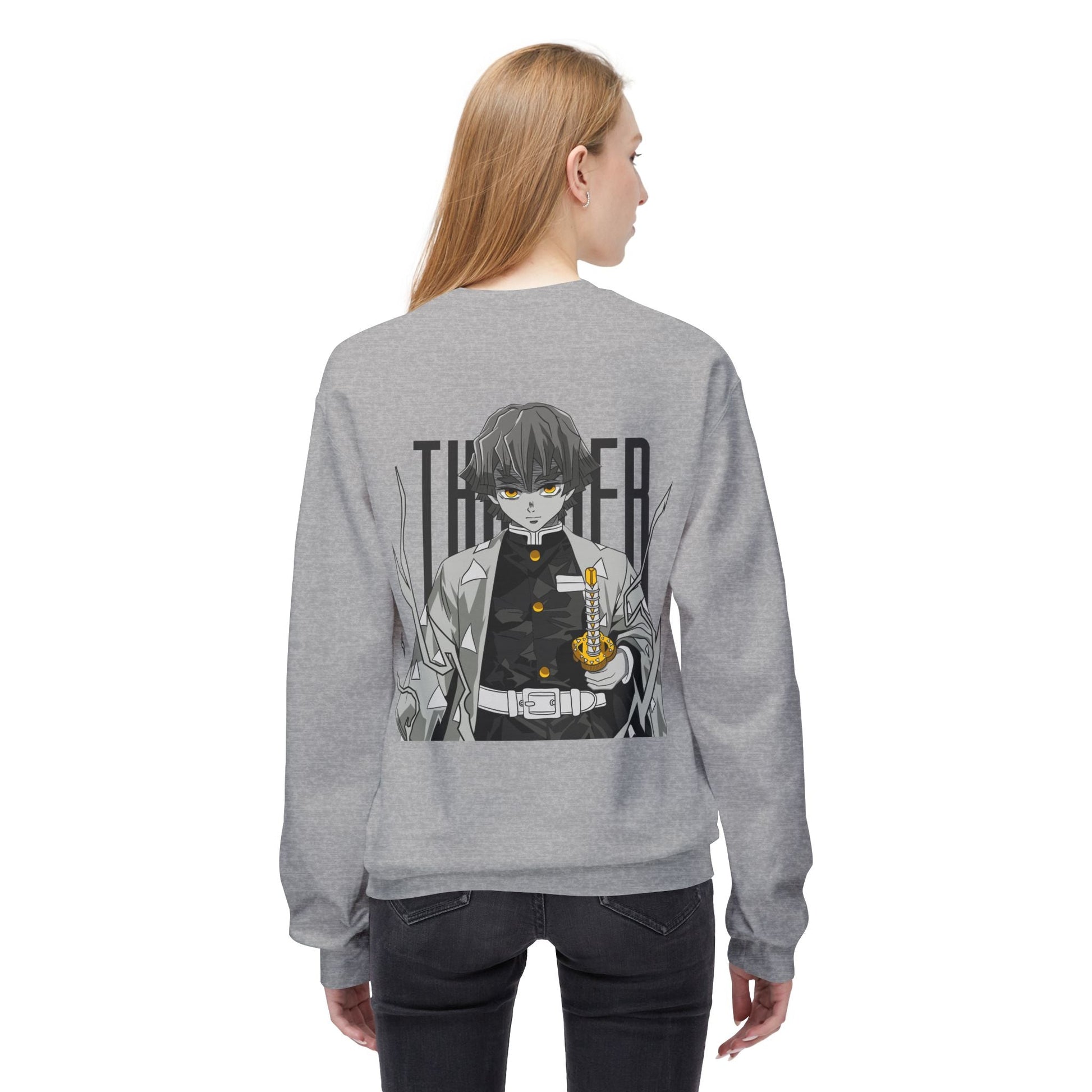 Anime Demon Slayer-Inspired Crewneck Sweatshirt — 'Thunder' Character Graphic Printify