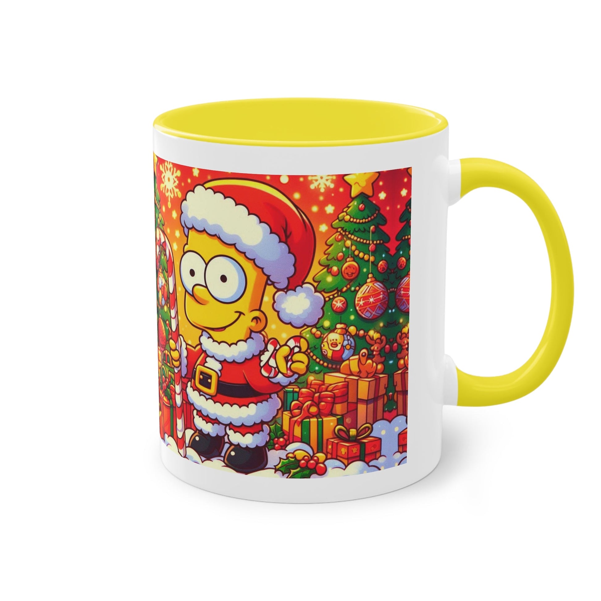 Christmas Bart Simpson Santa Coffee Mug – Festive Two-Tone 11oz Printify