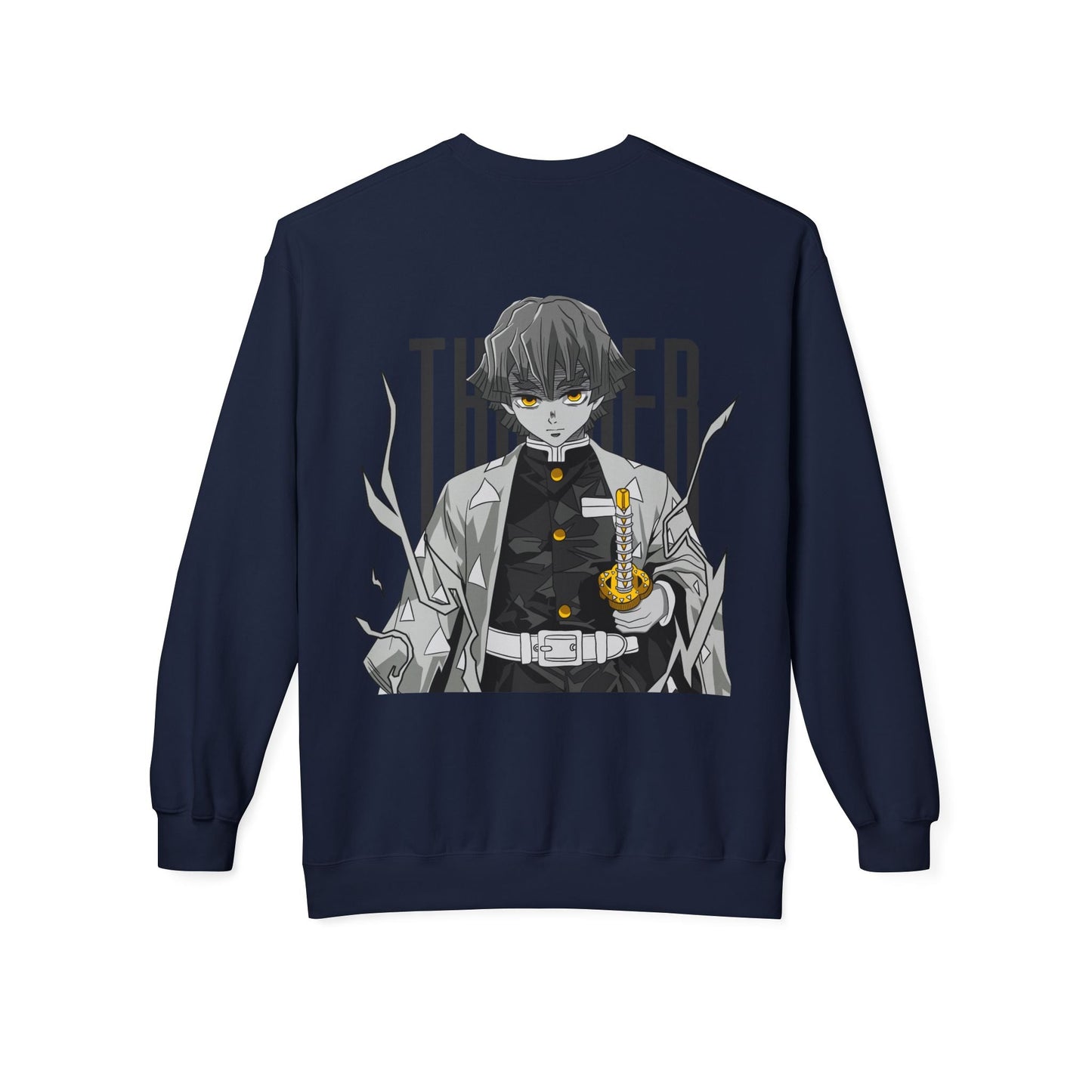Anime Demon Slayer-Inspired Crewneck Sweatshirt — 'Thunder' Character Graphic Printify