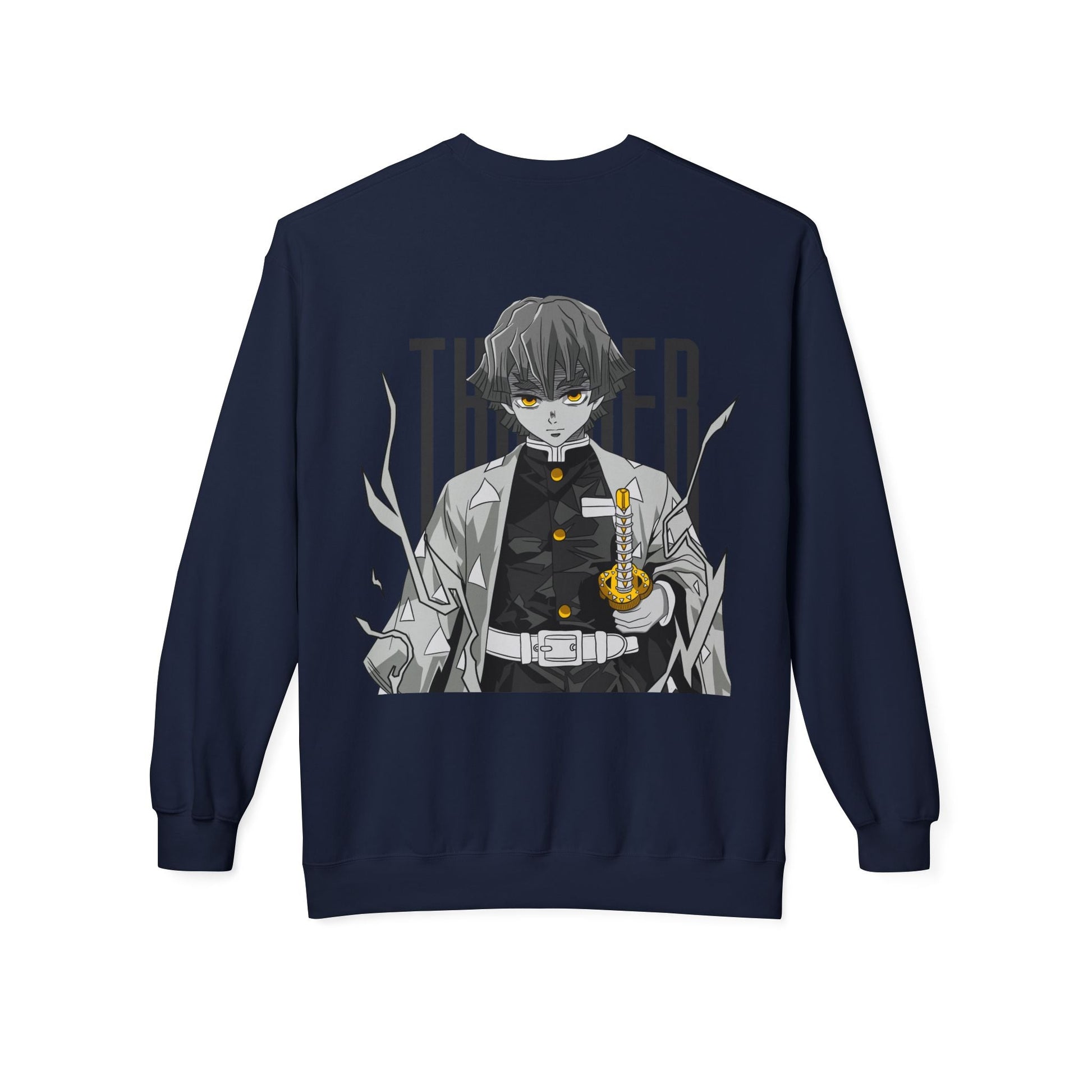 Anime Demon Slayer-Inspired Crewneck Sweatshirt — 'Thunder' Character Graphic Printify