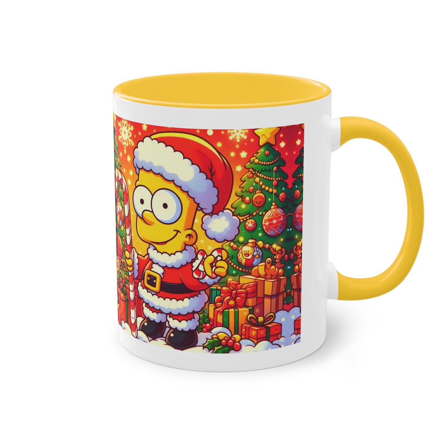Christmas Bart Simpson Santa Coffee Mug – Festive Two-Tone 11oz Printify